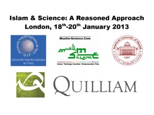 front page of Islam Science Workshop